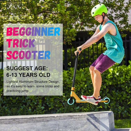 VOKUL TRII S2 Stunt Scooter - Freestyle Pro Spec 360 Degree - Tricks Scooter for Age 6+ Beginners Kids Boys Girls Teens, 20" W*32.5" H Handlebar, Reinforced Lightweight AL6061 20" L*4" W Deck