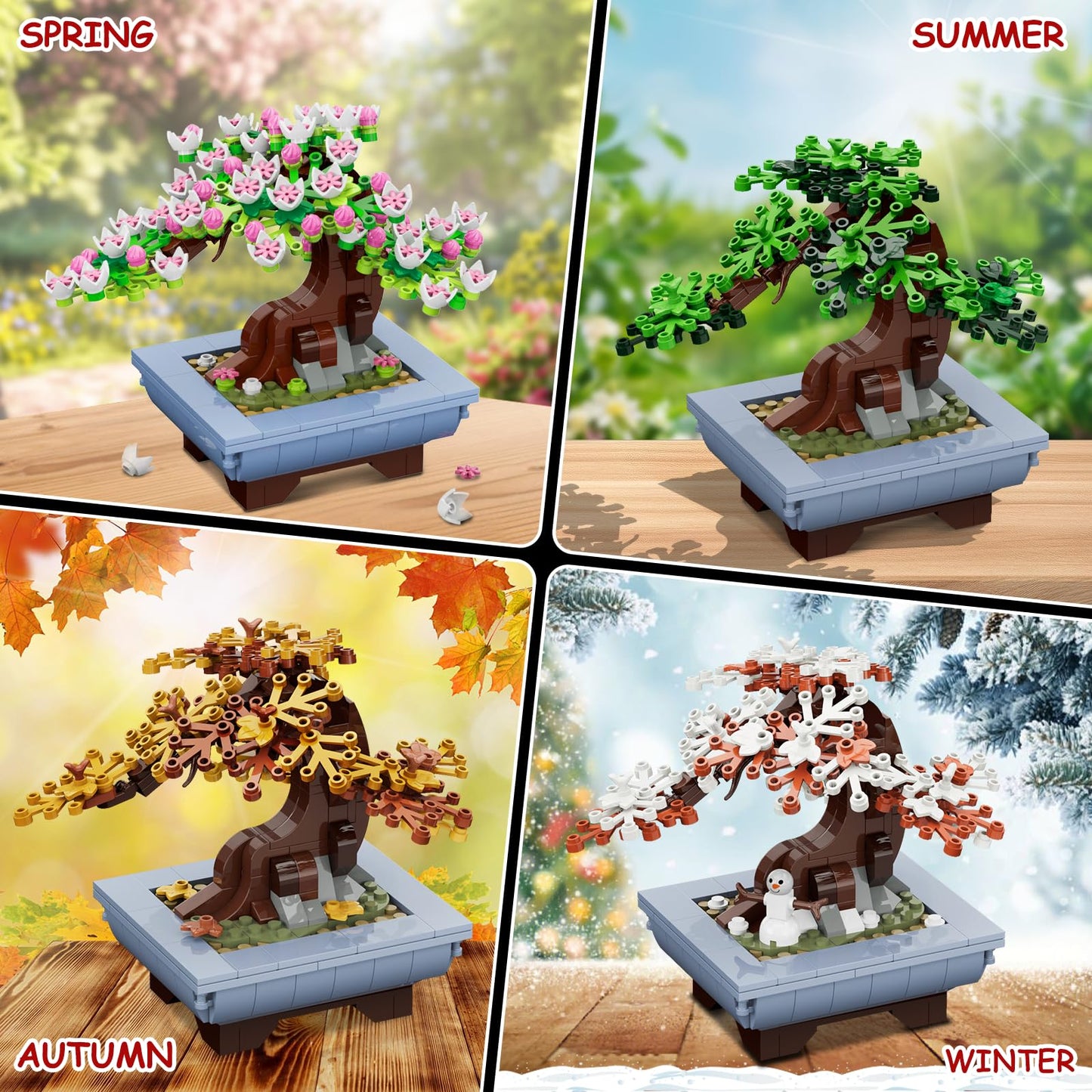 CUBIMANA Cherry Flowers Bonsai building set with 584 pieces, artificial seasonal tree plants for home or office decor and craft projects.