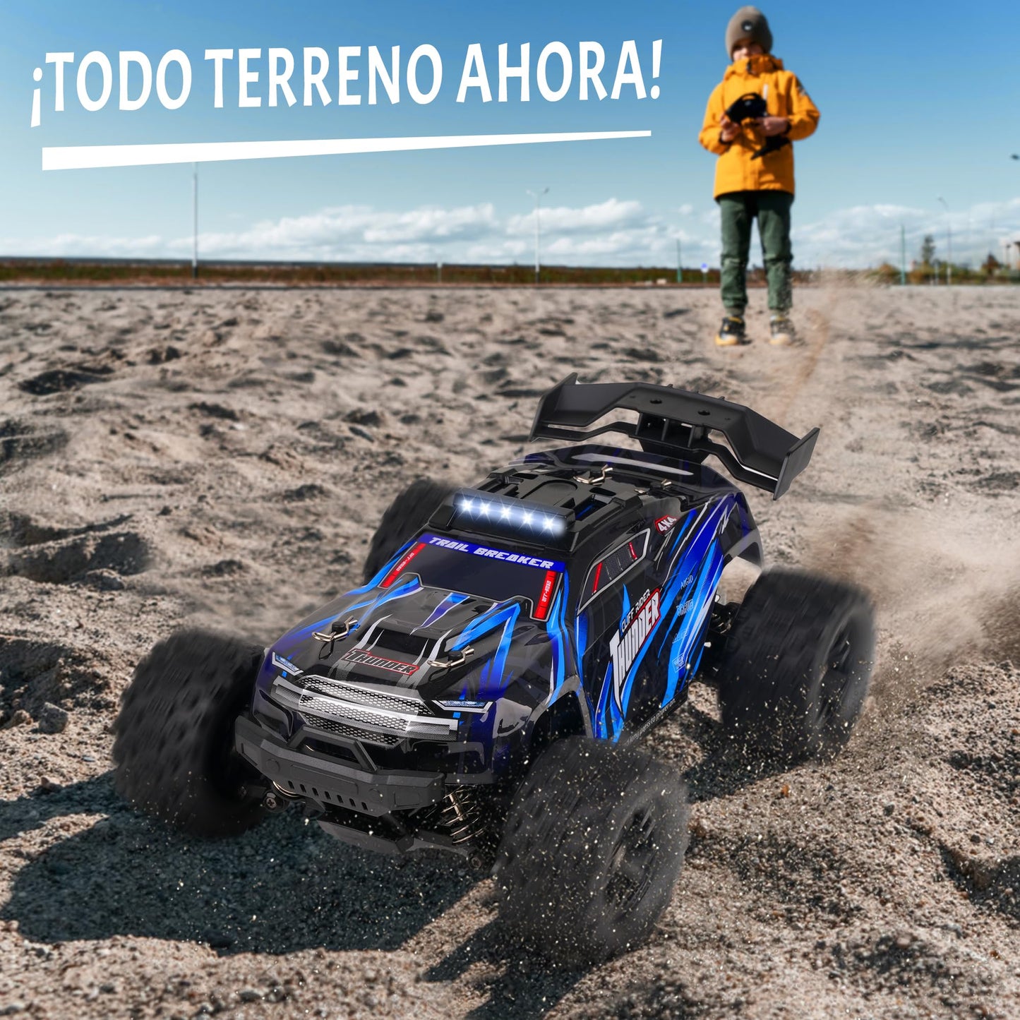 JOYTREKY Remote Control Cars - 1:18 RC Car 40KM/H 2.4GHz 4WD All Terrain Off-Road Drift Truck Hobby Grade with dual rechargeable batteries for extended play Ideal for Kids Adults - Blue