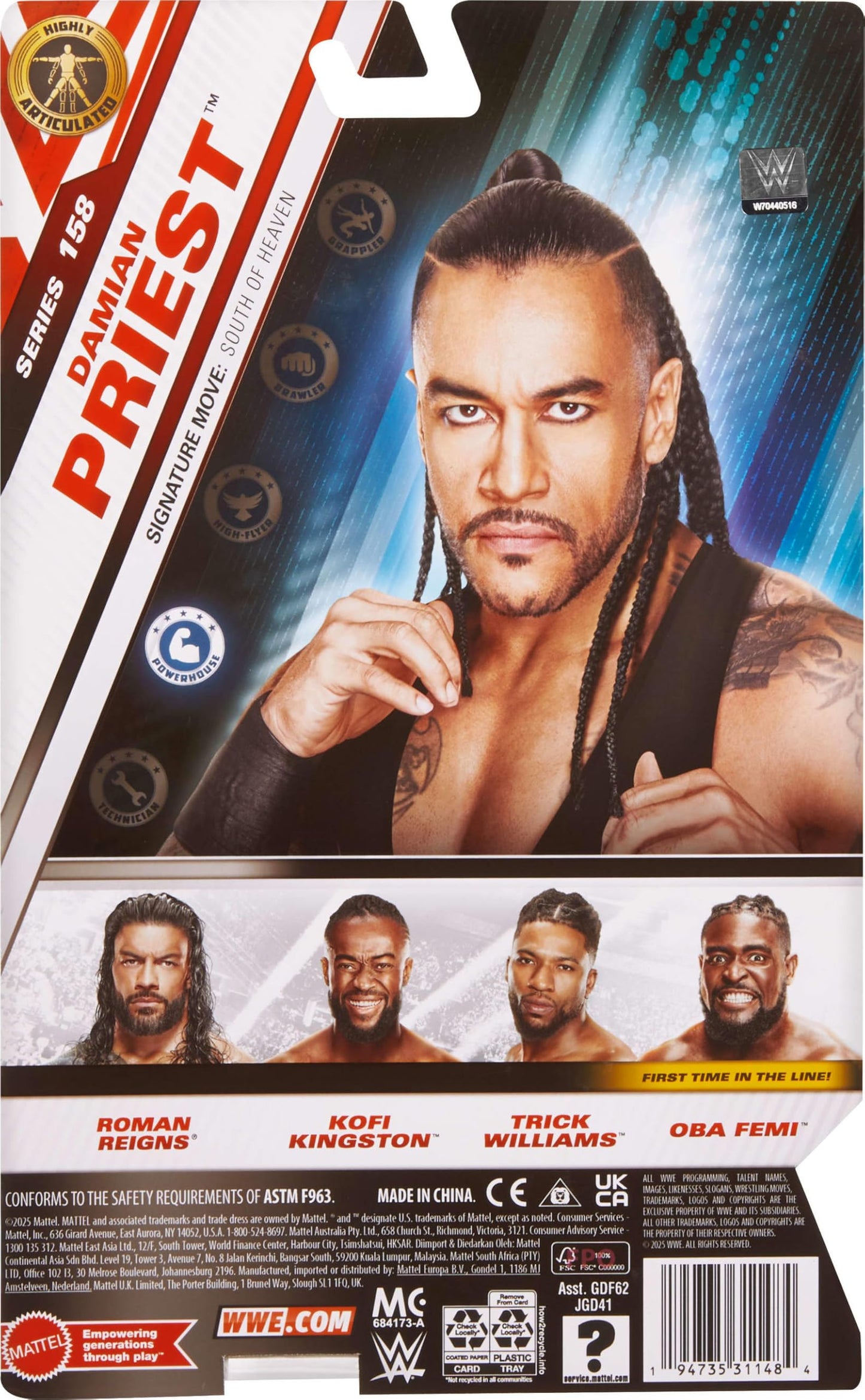 Mattel WWE Damian Priest Action Figure, Main Event Series #158, 6-inch Collectible Superstar with 14 Articulation Points & Life-Like Look, JGD41