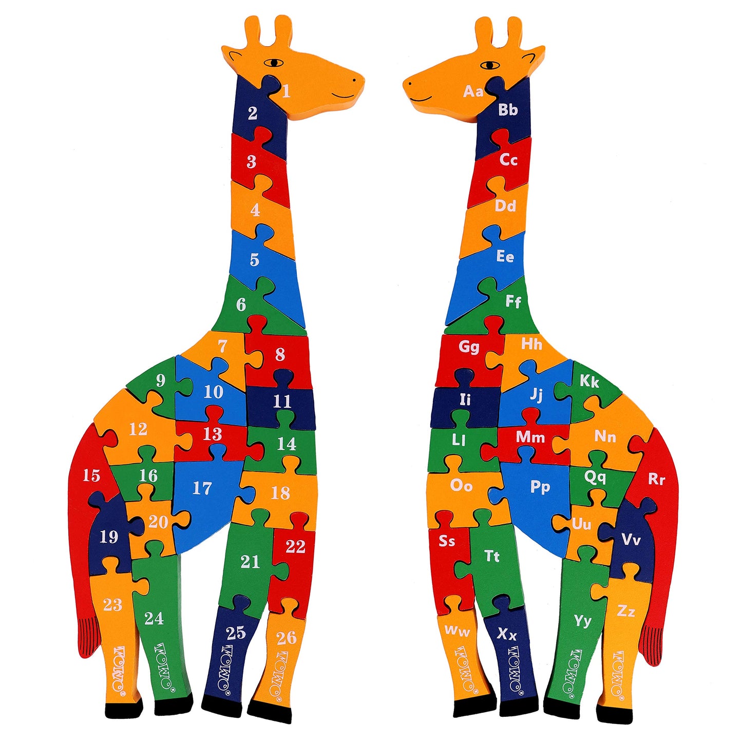 TOWO Wooden Giraffe Alphabet & Number Blocks Jigsaw Puzzle 41 cm Large Size 2 in 1 ABC Number Puzzle - Educational Toys for 3 Year olds