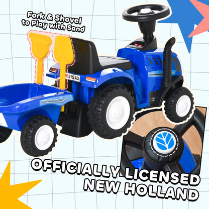 HOMCOM Ride On Tractor Toddler Walker Foot To Floor Slider w/Horn Storage Steering Wheel for 1-3 Years Old Blue