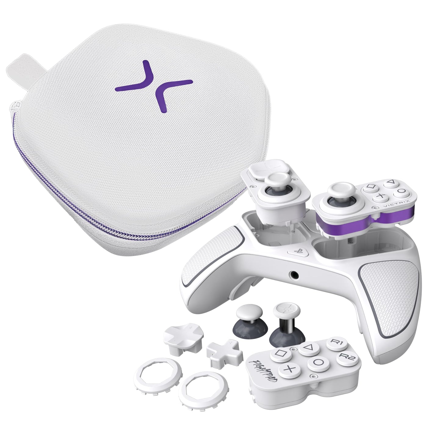 Turtle Beach Victrix Pro BFG Reloaded wireless PlayStation controller in white with customizable buttons and ergonomic design.