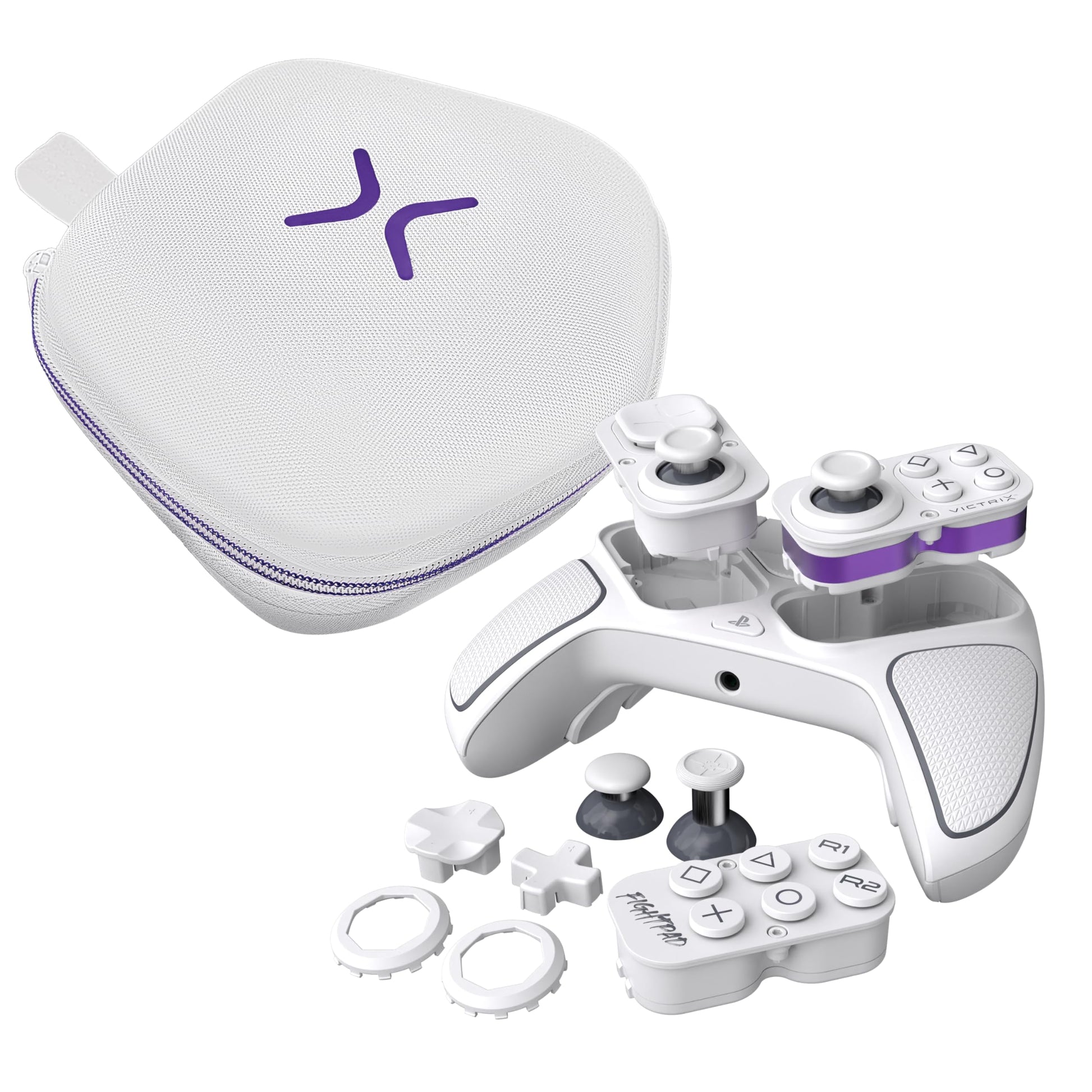 Turtle Beach Victrix Pro BFG Reloaded wireless PlayStation controller in white with customizable buttons and ergonomic design.