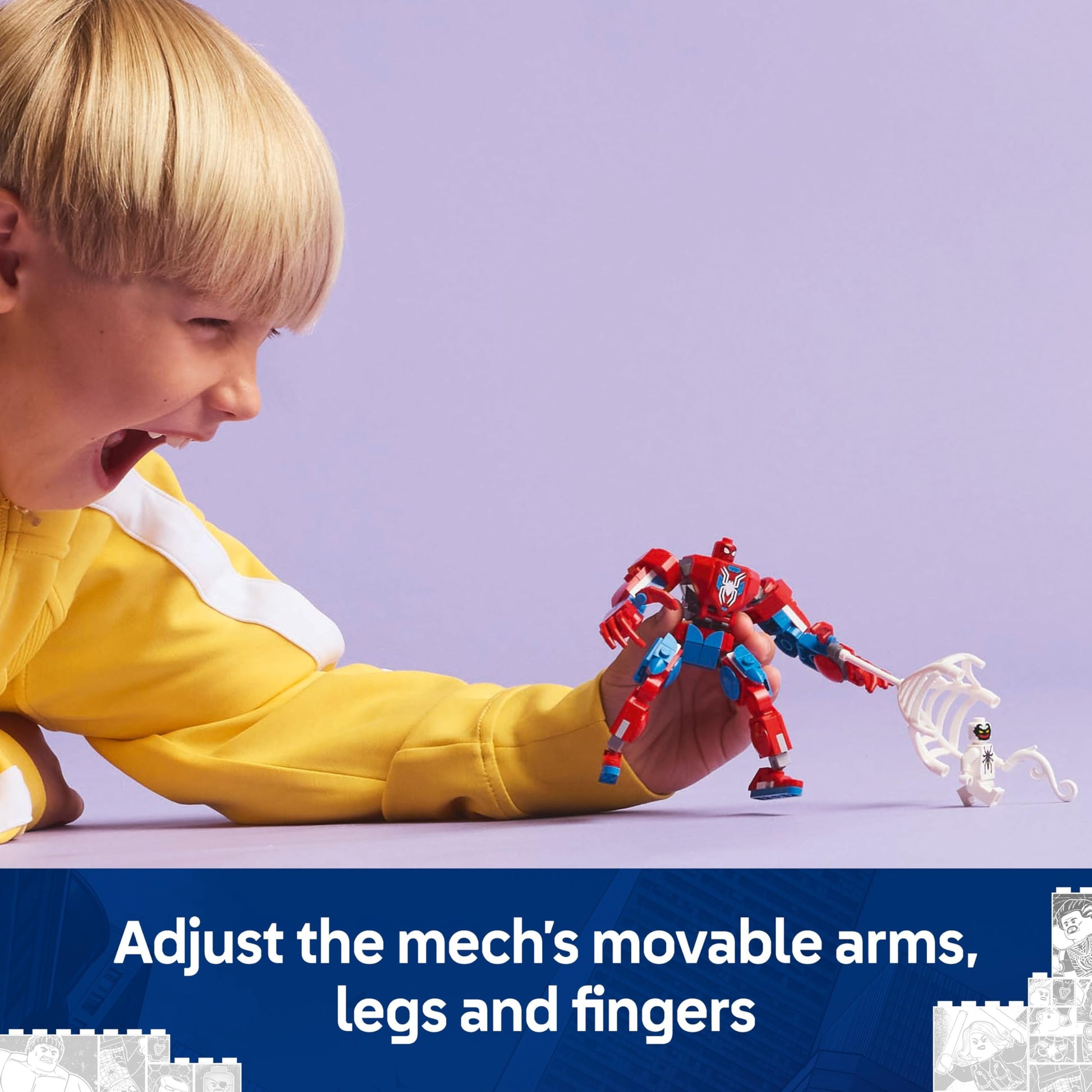 LEGO Marvel Spider-Man Mech vs. Anti-Venom set with two minifigures for imaginative play and building fun.