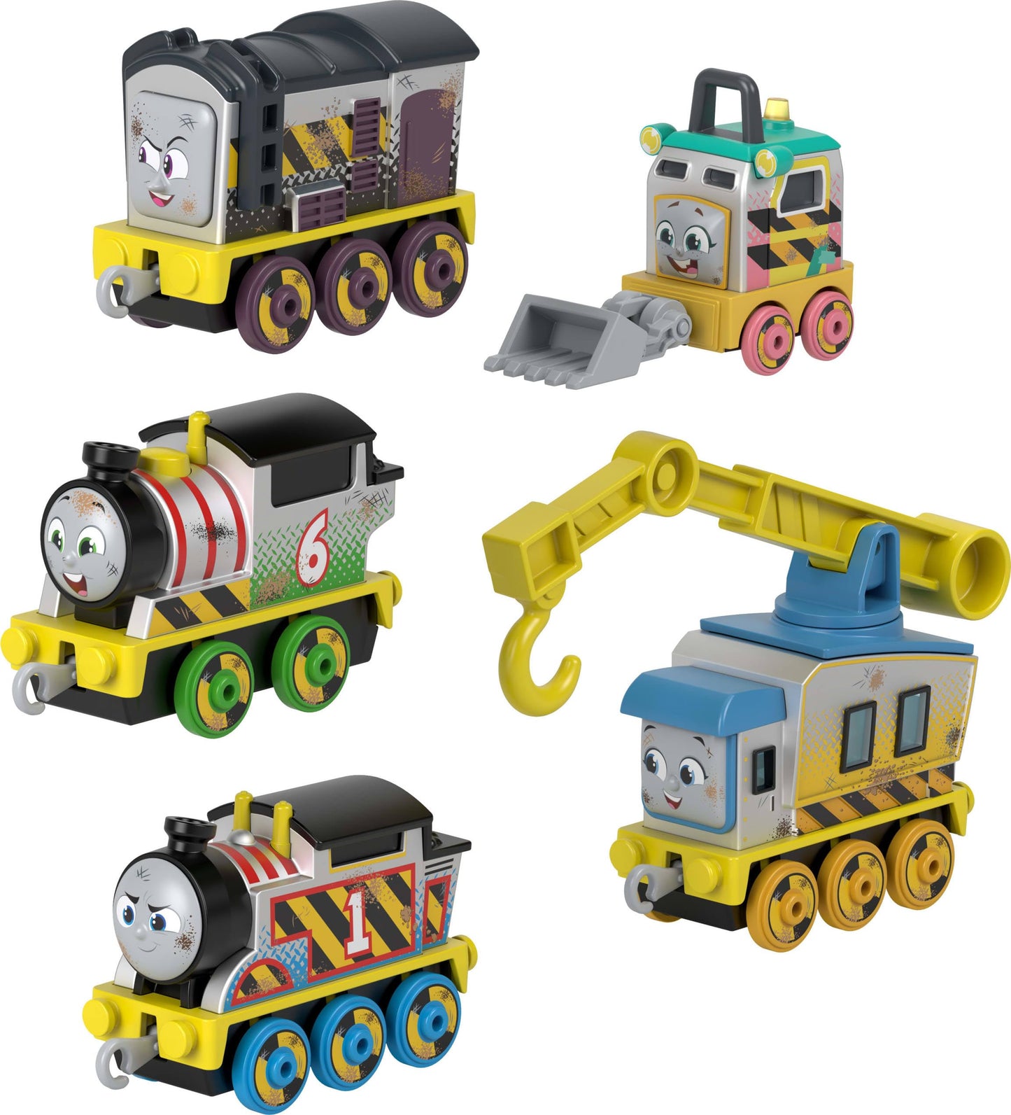 Thomas & Friends Diecast Vehicle Set Construction Crew 5 Push-Along Toy Train Engines for Preschool Kids Ages 3+ Years, JBW26