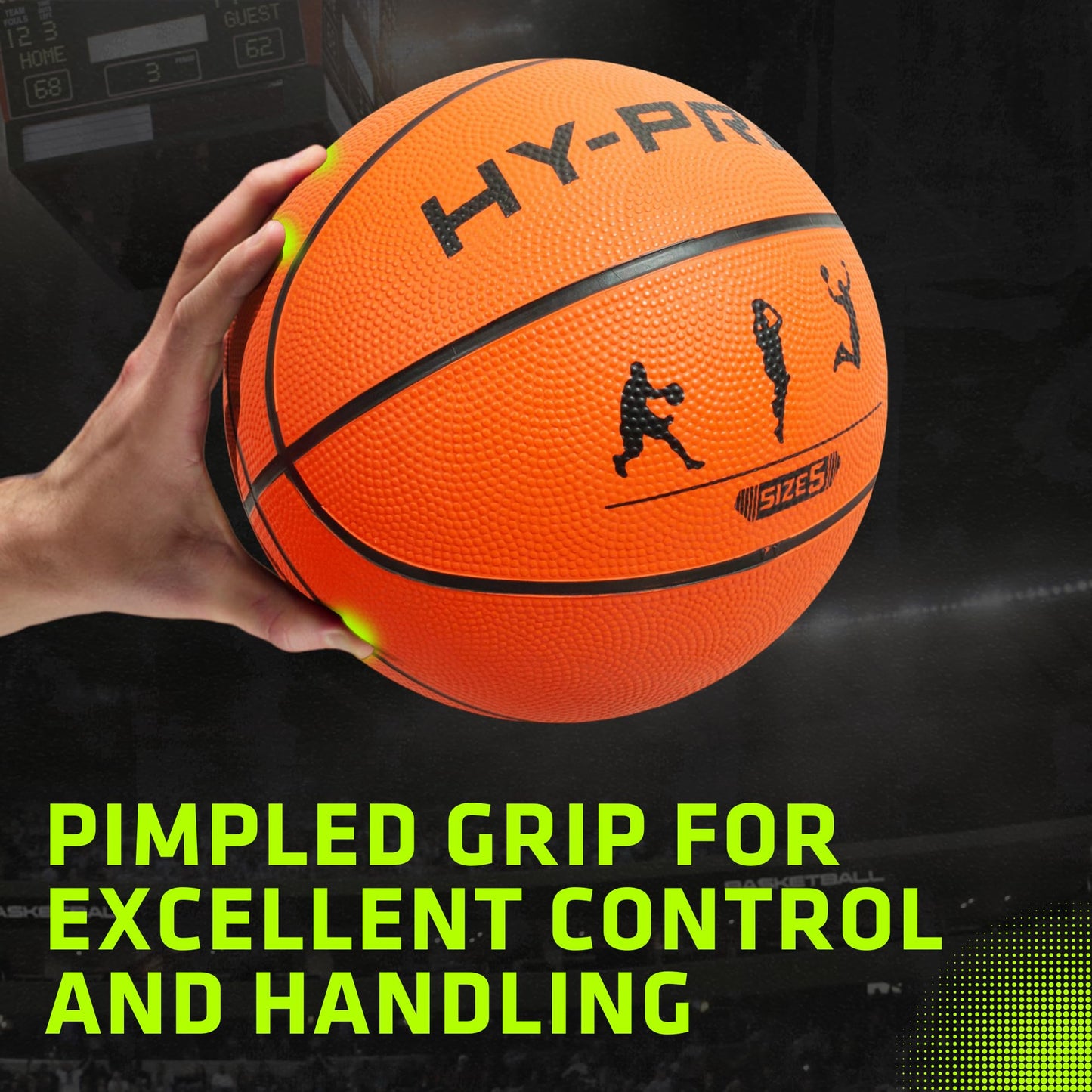 Hy-Pro Basketball Size 5 – Basketball Ball with Durable Rubber Compound, High Bounce, Pimpled Grip for Enhanced Control, Recreational Ball for Home and Court Play, Outdoor Indoor Basket Ball, Tan