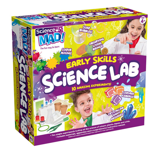 Science Mad SM65 Early Skills Science Lab with apparatus and materials for fun science experiments for children 4+ years old.
