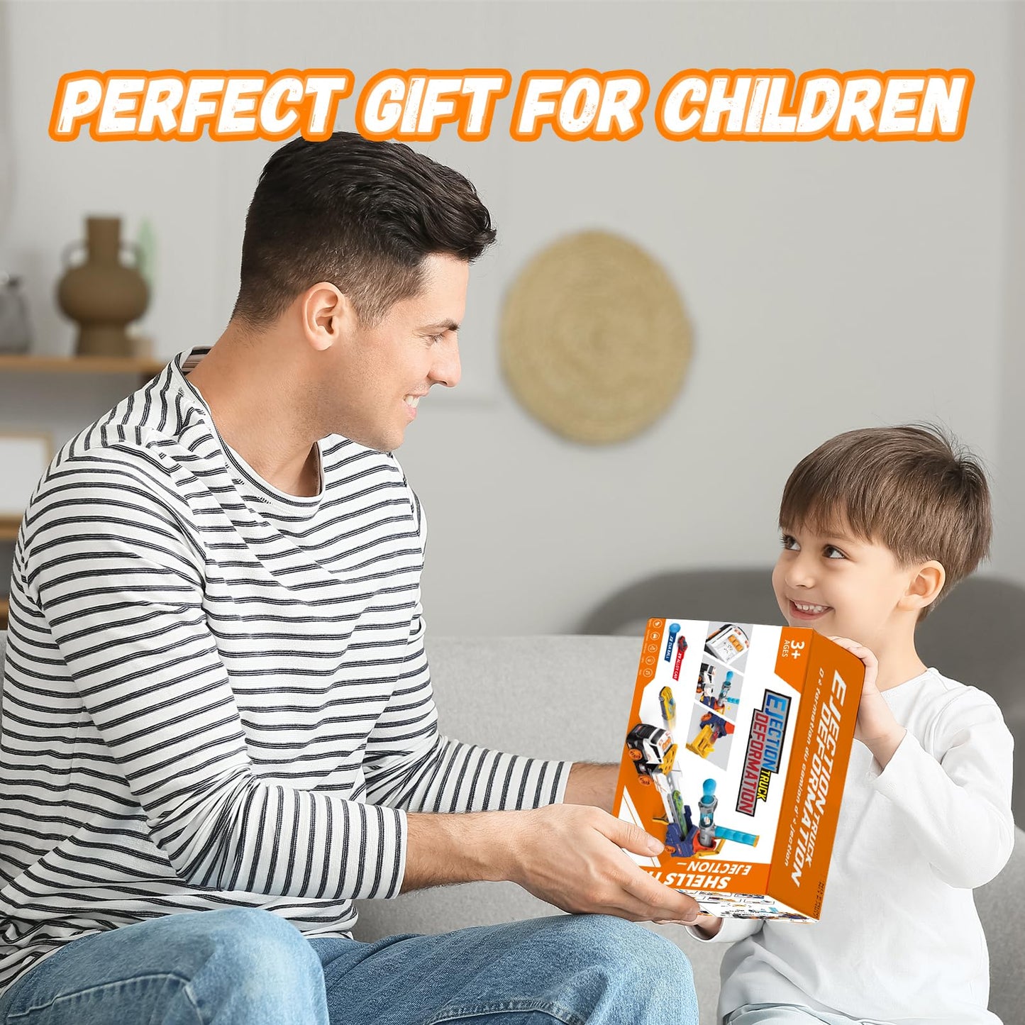 lerrbo Transport Truck Toys for Kid Boys 3-5, EVA Ball Launcher Car and Garage Car Toys with Light & Sound, Shooting Toy Sets, Birthday Gifts for Kid Boys Age 4-6