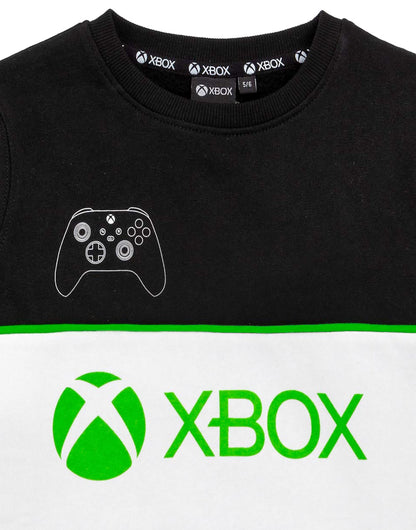 Xbox kids sweatshirt featuring black and green controller design, cozy hoodie for boys and girls aged 14-15 years.