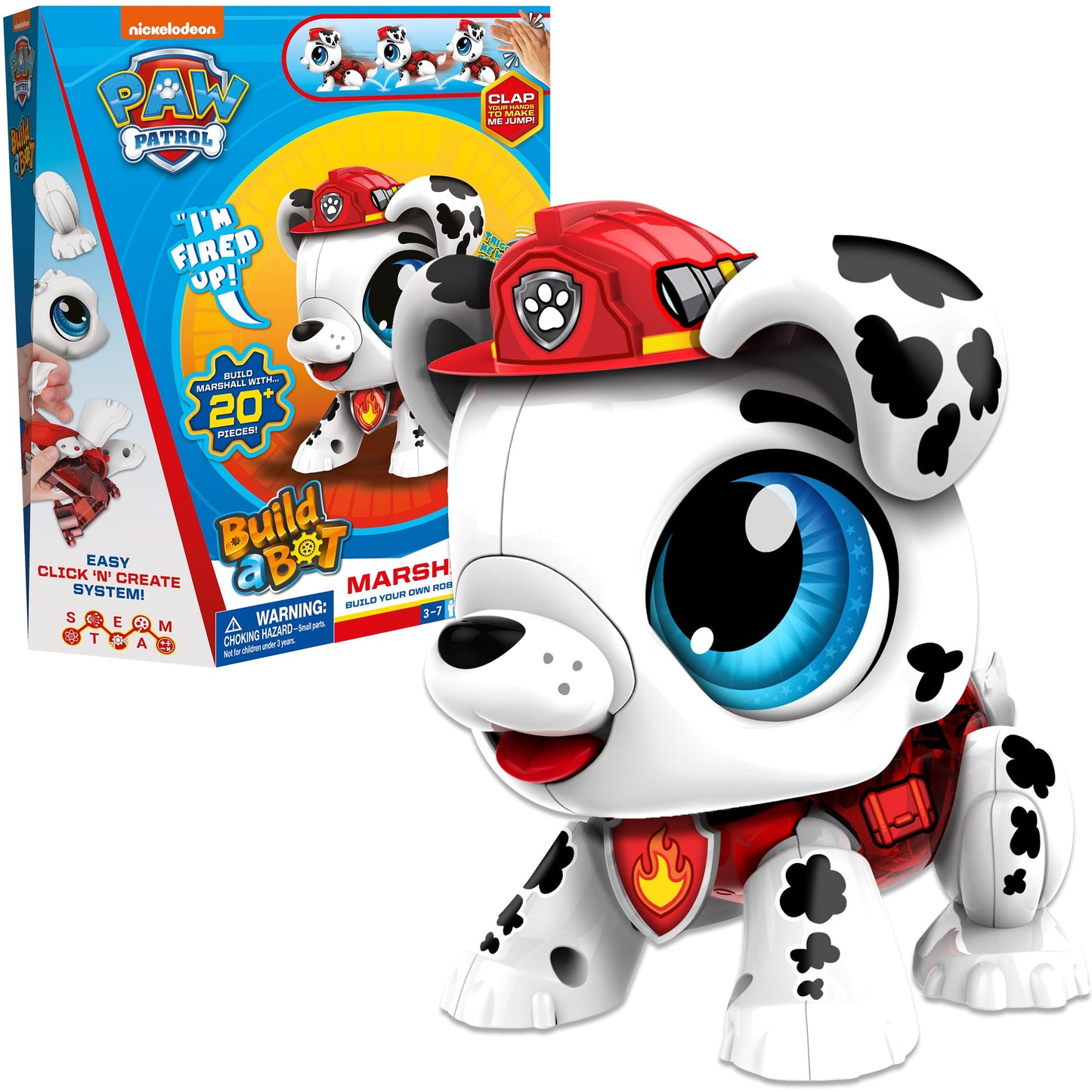 Build-a-Bot: Paw Patrol - Marshall | Build Your Own Interactive Paw Patrol Characters | Easy Click 'n' Create System | 20+ Piece STEM Robot Kit for Kids | For Ages 3+