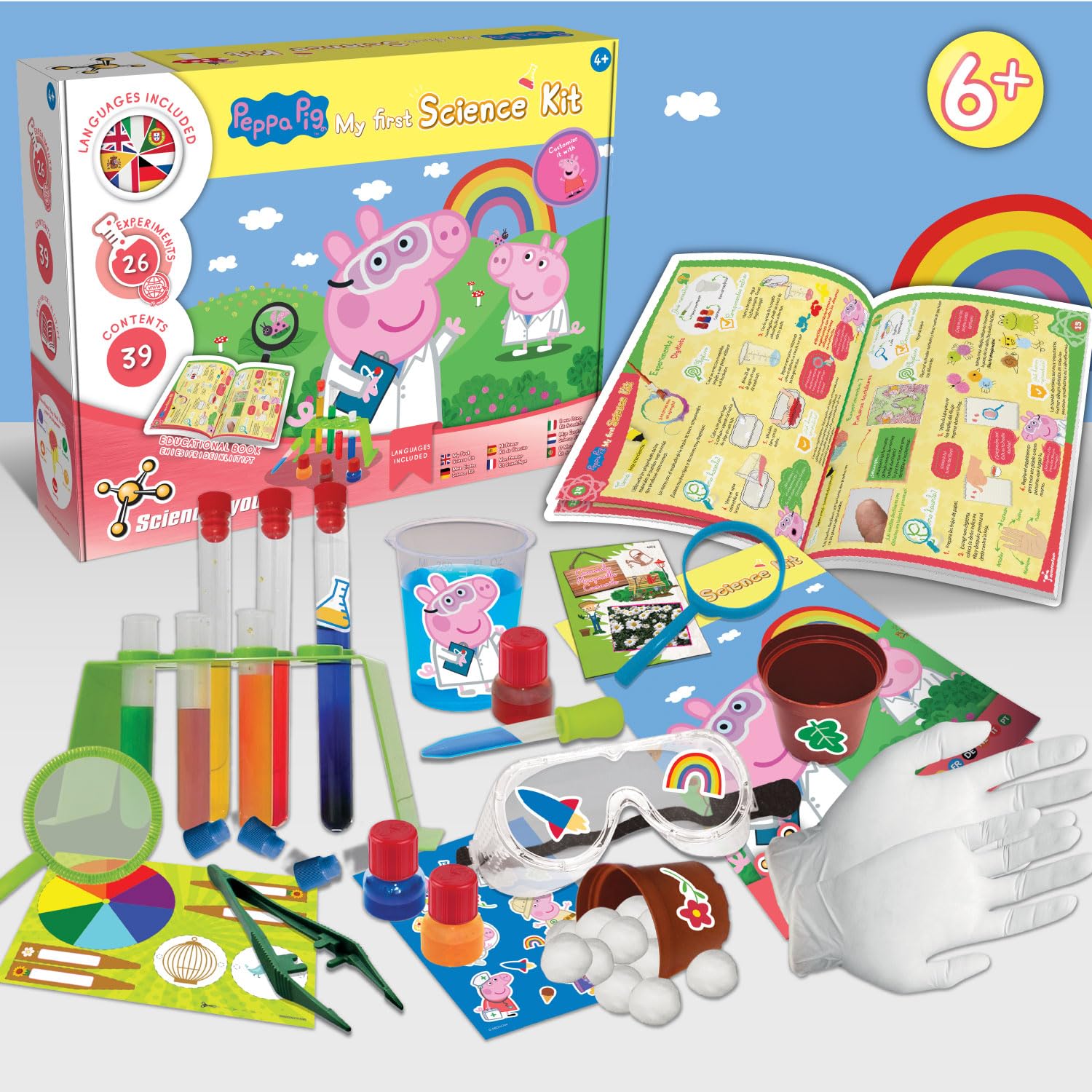Science4you Peppa Pig science kit for kids with experiments like giant bubbles and seed growing, perfect for children aged 4-6.