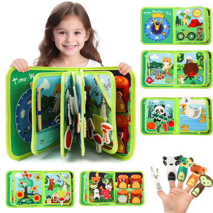 LZDMY Baby Montessori Busy Book for 2 3 Year Olds Boys Girls, Toddlers Educational Sensory Activity Books,Forest Animals Book Busy Board, Babies Birthday Gifts
