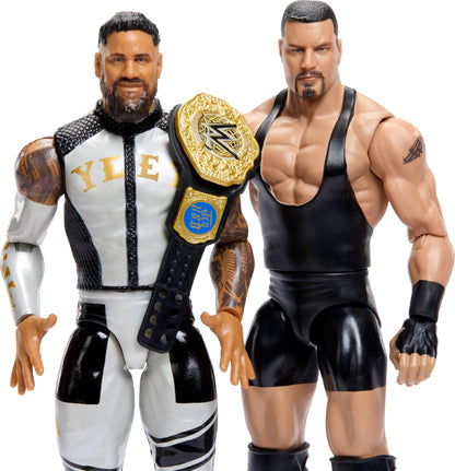 Mattel WWE Main Event Showdown Action Figures 2-Pack with Accessory, Series #25 Bron Breakker vs Jey Uso Collectible Set, 6-inch, JHJ57