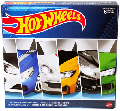 Hot Wheels European Car Culture Multipacks of 6 Premium Toy Cars, 1:64 Scale, Authentic Decos, Popular Castings, Rolling Wheels, Gift for Kids 3+ & Collectors