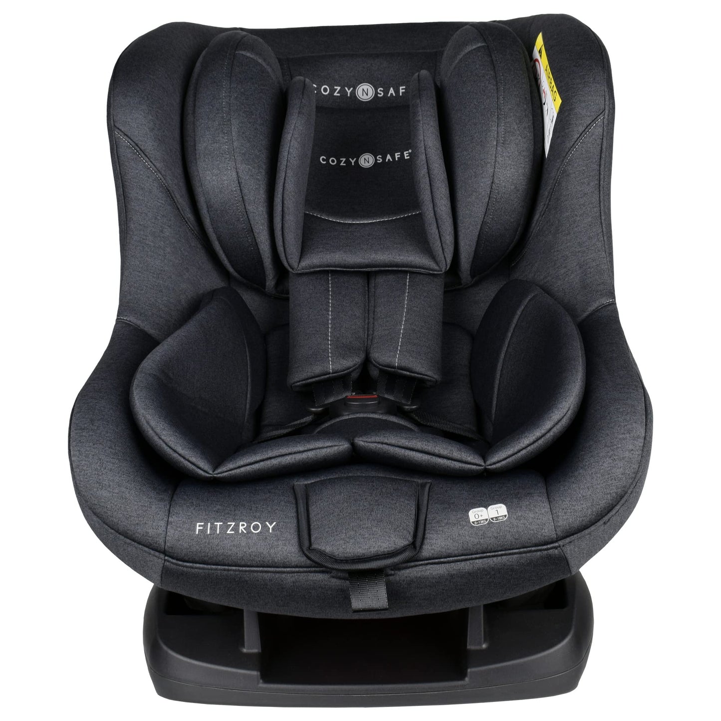Cozy N Safe Fitzroy Group 0+1 Car Seat 0-18KG, Birth - 4 Years, 5 Point Harness, 4 Position Recline, Rear Facing from Birth to 13kg/ Forward Facing from 9kg to 18kg, Deep Padding - Graphite