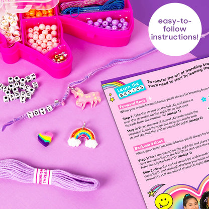 Just My Style Unicorn Friendship Bracelet by Horizon Group USA, DIY Over 20 Jewelry Pieces.Kit Includes 1300+ Beads,10 Skeins of Friendship Thread,Bracelet Charms,Unicorn Storage Case & More