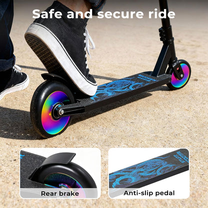 Freestyle Street Pro Stunt Scooter for Kids Ages 8-12, 360 Spin Trick Scooter with ABEC-9 Bearings (Black)