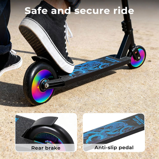 Freestyle Street Pro Stunt Scooter for Kids Ages 8-12, 360 Spin Trick Scooter with ABEC-9 Bearings (Black)