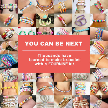 Fournine 5300 Pcs Clay Beads Friendship Bracelet Making Kit, Preppy Flat Polymer Heishi Beads for Jewellery Making Kit, with Charms DIY Craft Gifts for Teen Girls