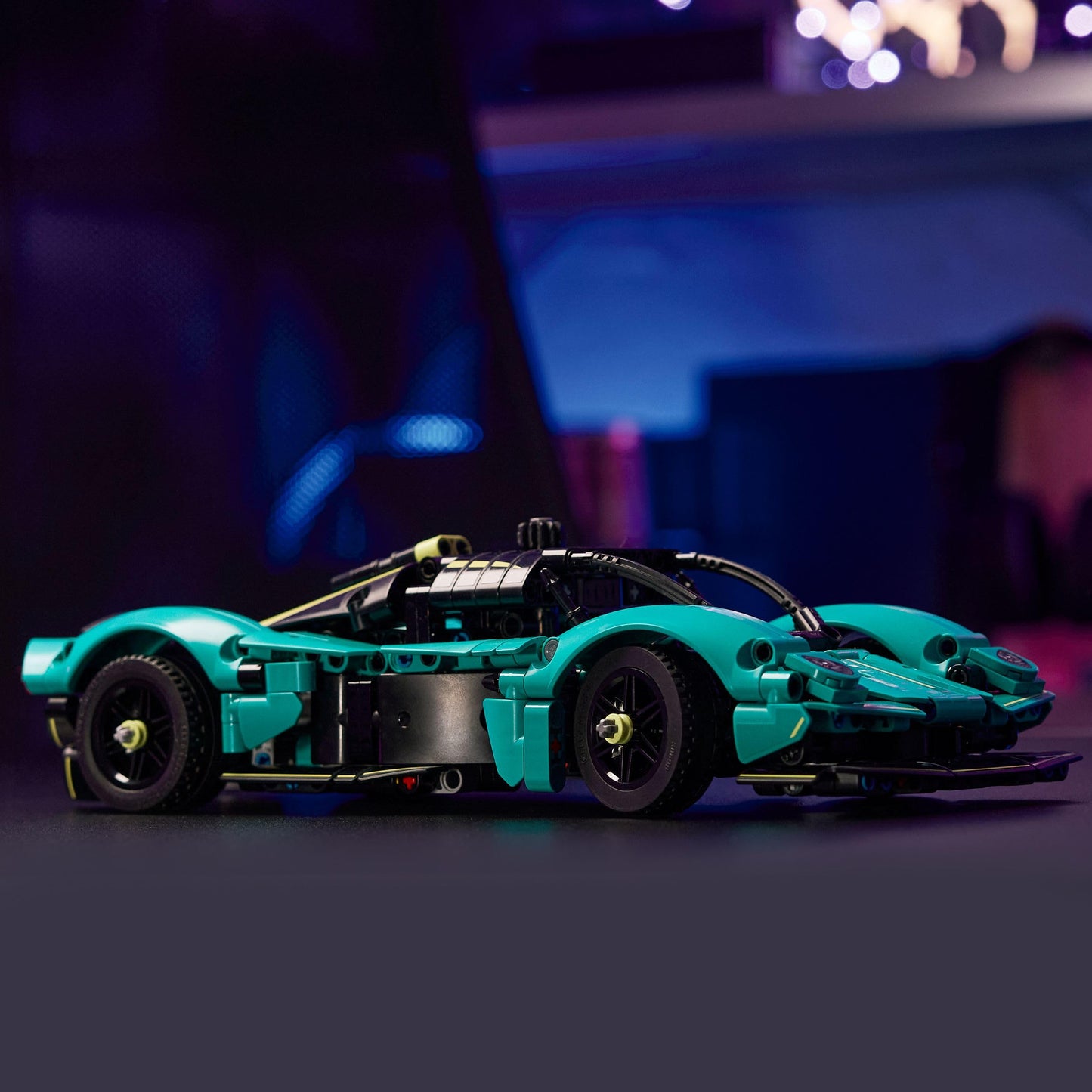 LEGO Technic Aston Martin Valkyrie model kit with detailed car design, aimed at kids aged 9 and up.