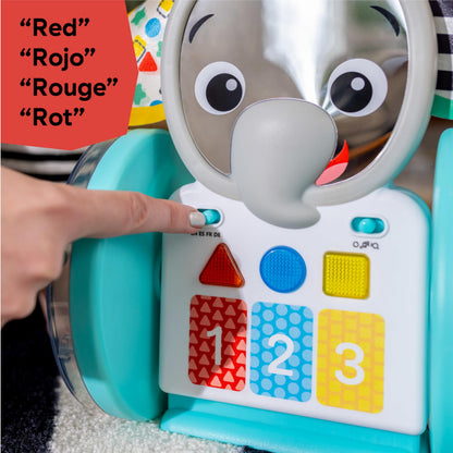 Baby Einstein Chase & Tap Earl crawling baby toy with mirror and music, designed for infants 6 months and up.