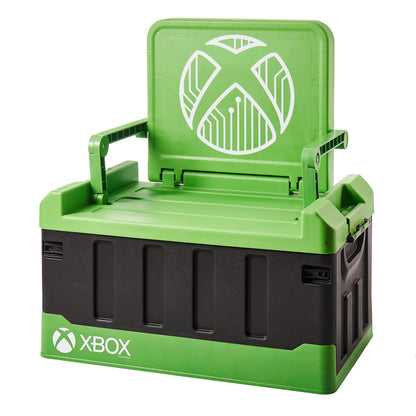 Numskull Xbox 2-in-1 toy storage box and folding chair with lid and handles, official Microsoft gaming accessory organizer.