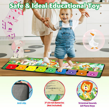 Rodzon Toys for 1-4 Year Old Boys Girls, Musical Play Mat with 9 Piano Keyboard, Piano Dance Mat Built in 19 Sounds & Recording Function for Toddlers Infant Kids Birthday Gifts Present Early Education