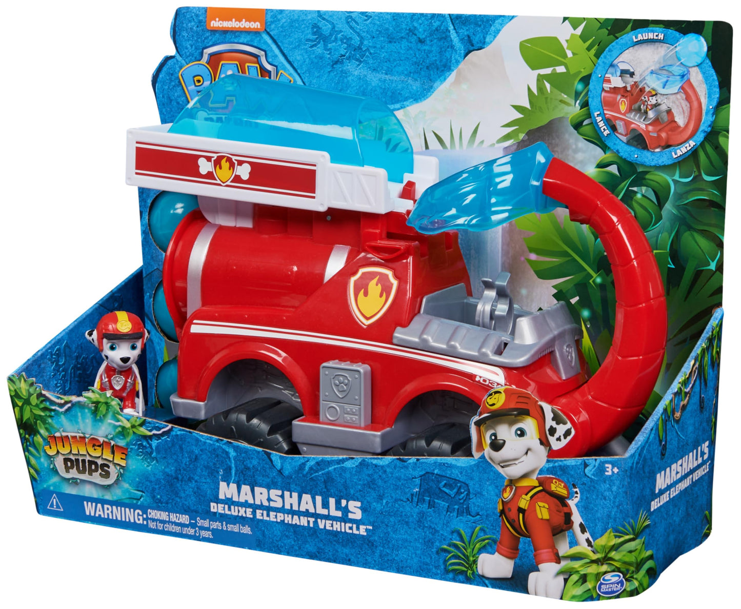 Paw Patrol Jungle Pups, Marshall’s Deluxe Elephant Vehicle with Projectile Launcher, Toy Truck with Action Figure, Kids’ Toys for Boys & Girls Aged 3 and Up