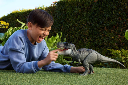 Mattel Jurassic World Rebirth Power Devour Tyrannosaurus Rex Dinosaur Figure with Tongue Activated Constant Chomp, Lights & Sounds, Digital Play, JGB50