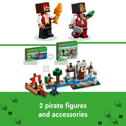 LEGO Minecraft The Pirate Ship Voyage - Boat Toy with 2 Pirates & 2 Animal Figures, plus Accessories incl. a Sword & Map - Gamer Gift for 8+ Year Old Boys and Girls 21259