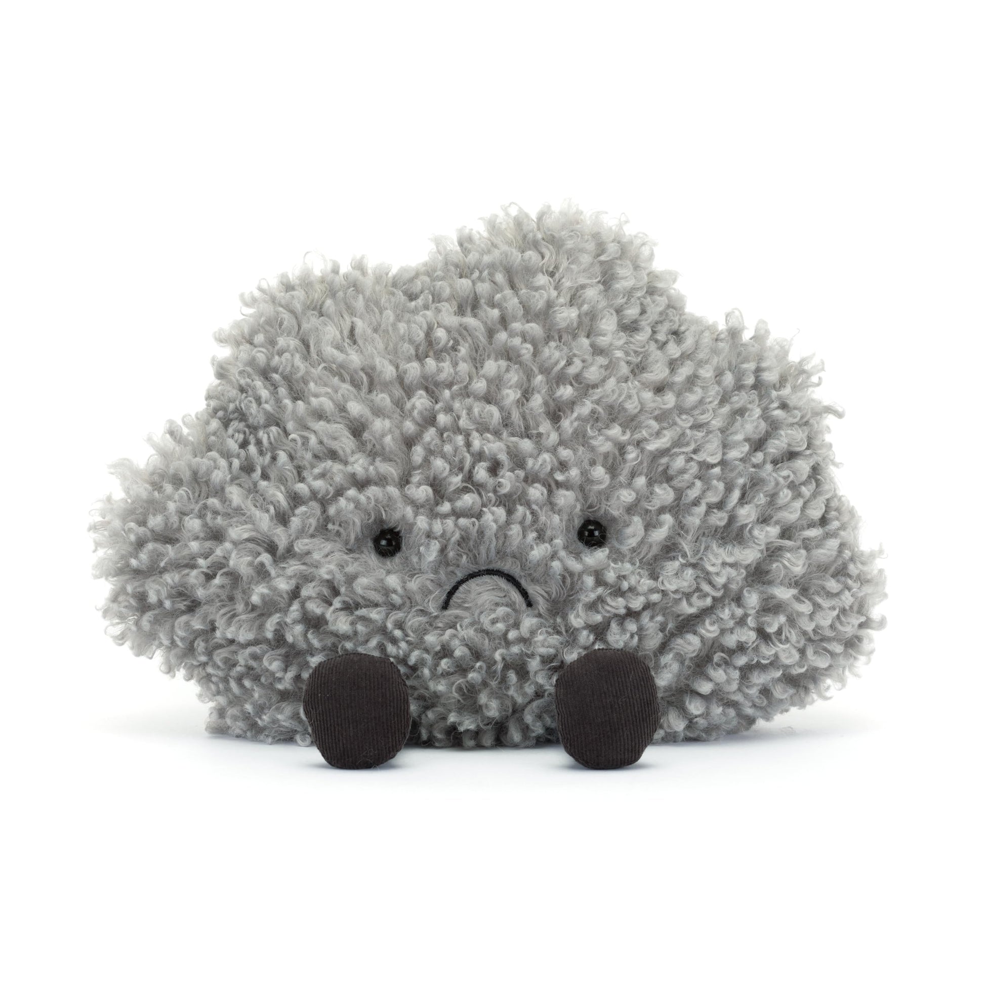 Jellycat Amuseables Storm Cloud plush toy with a smiling face and raindrop details, perfect for cuddling and play.