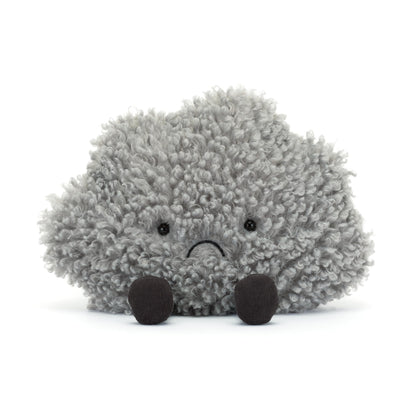 Jellycat Amuseables Storm Cloud plush toy with a smiling face and raindrop details, perfect for cuddling and play.