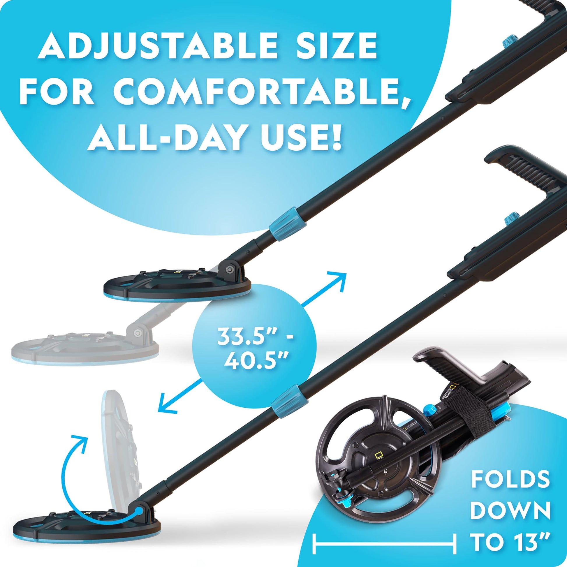 Blue Marble National Geographic kids metal detector kit with waterproof coil, trowel, ideal for gold hunting and beach exploration