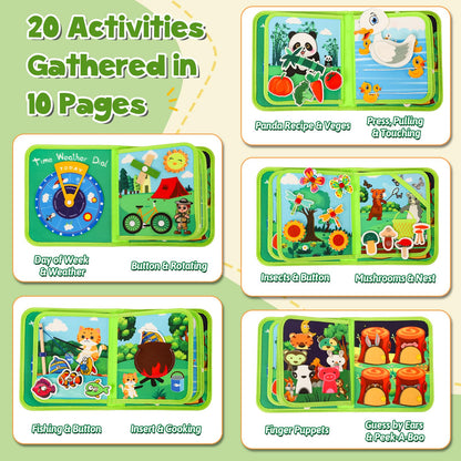LZDMY Baby Montessori Busy Book for 2 3 Year Olds Boys Girls, Toddlers Educational Sensory Activity Books,Forest Animals Book Busy Board, Babies Birthday Gifts