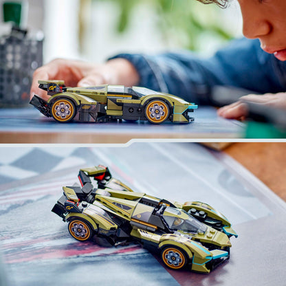 LEGO Speed Champions Lamborghini V12 Vision GT model set, featuring a detailed buildable supercar for kids.