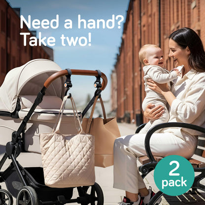 Baby Uma Baby Buggy Clips with 360° swivel neck, strong straps, and easy-on/off design for pram and stroller accessories.
