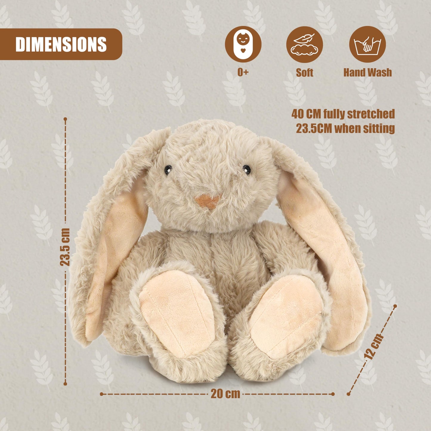 The Magic Toy Shop Plush Rabbit Bunny Teddy - Super Soft Cuddly Toy - Seated Stuffed Animal, Suitable from Birth - Great Gift for Kids & Adults for All Occasions (Beige)