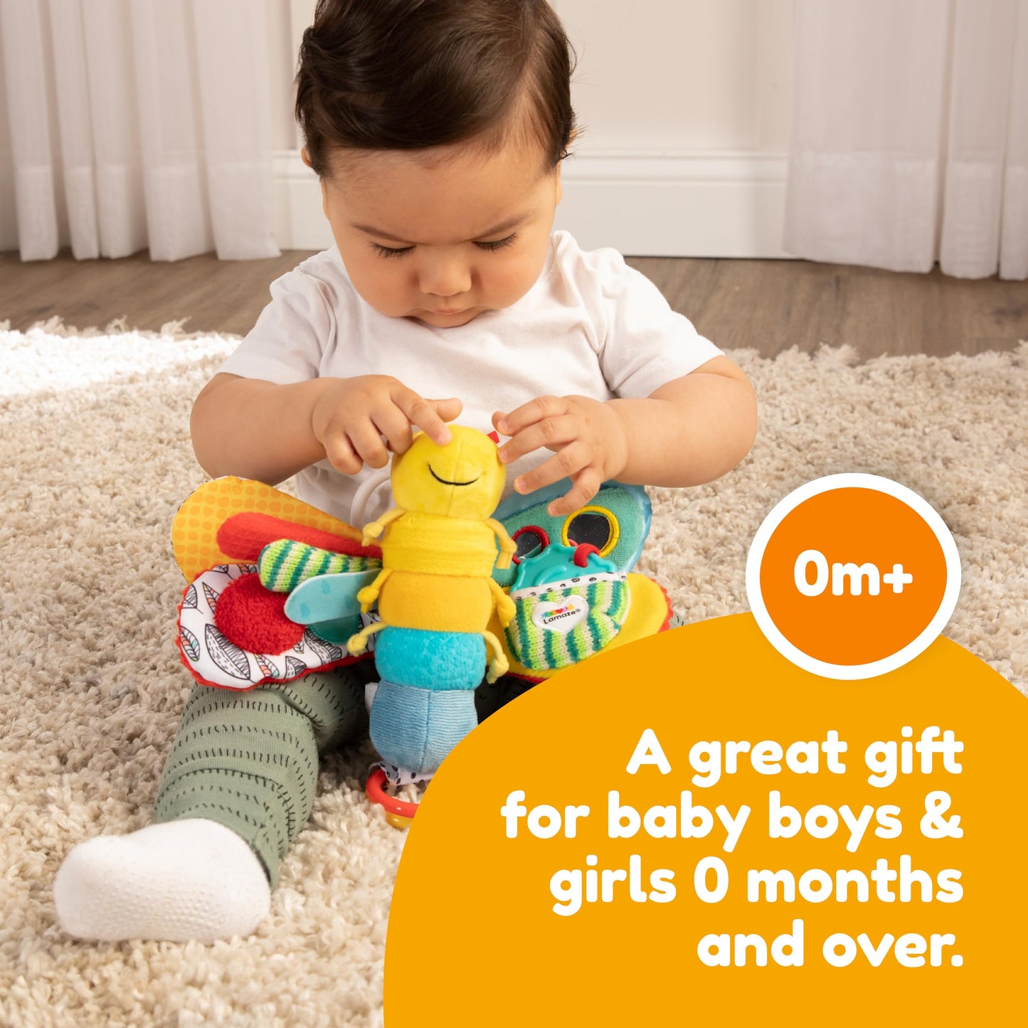 LAMAZE Freddie the Firefly clip-on sensory toy for newborns, suitable for prams and pushchairs, for babies 0-6 months.