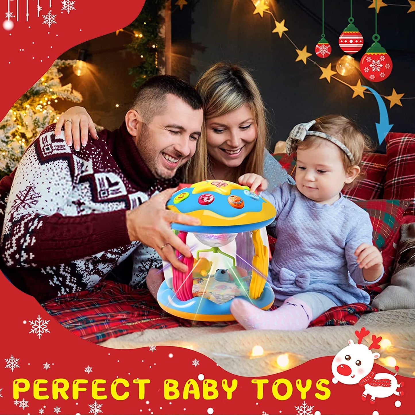 Baby Toys for 1 Year Old Boys Girls Infant Early Learning Educational Musical Light Up Baby Sensory Toys 6 to 12 12-18 Months with Pacify Music/Light Gifts for 1 2 Year Old Kids Christmas Birthday