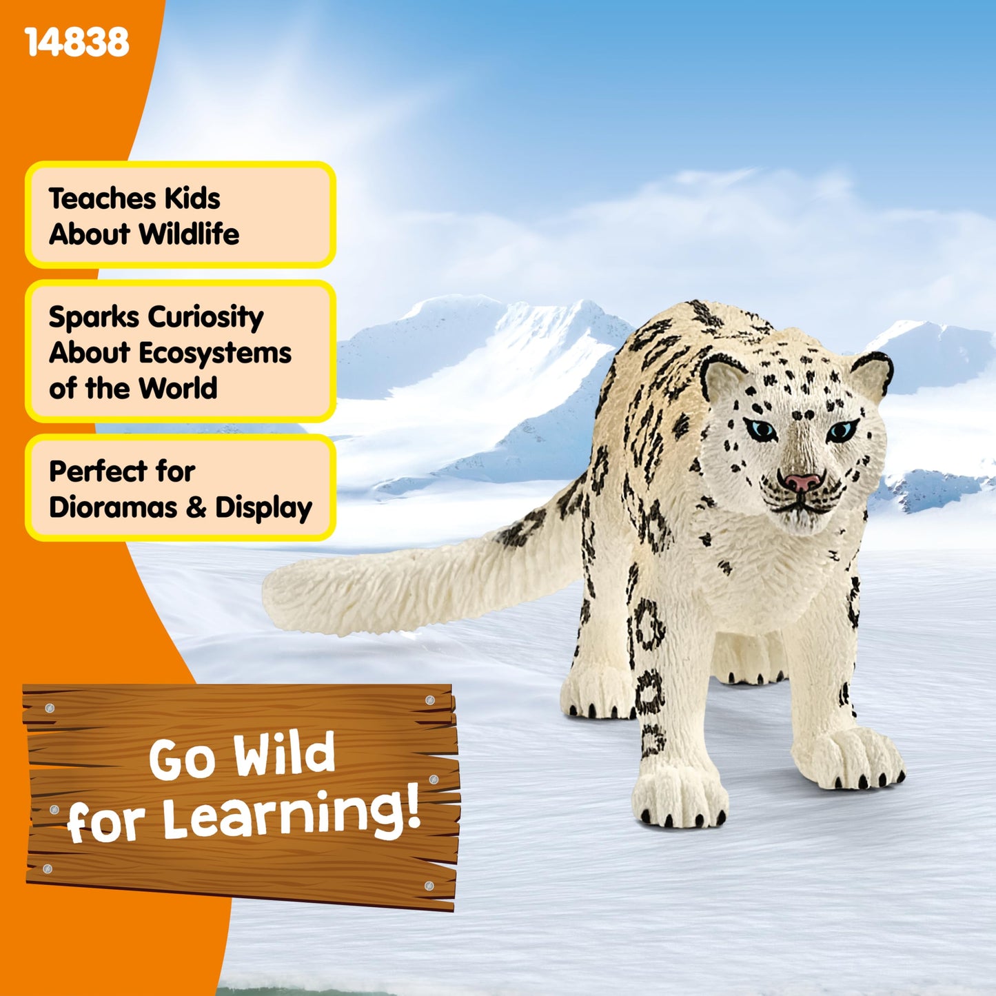 SCHLEICH 14838 Snow Leopard Wild Life Toy Figurine for children aged 3-8 Years