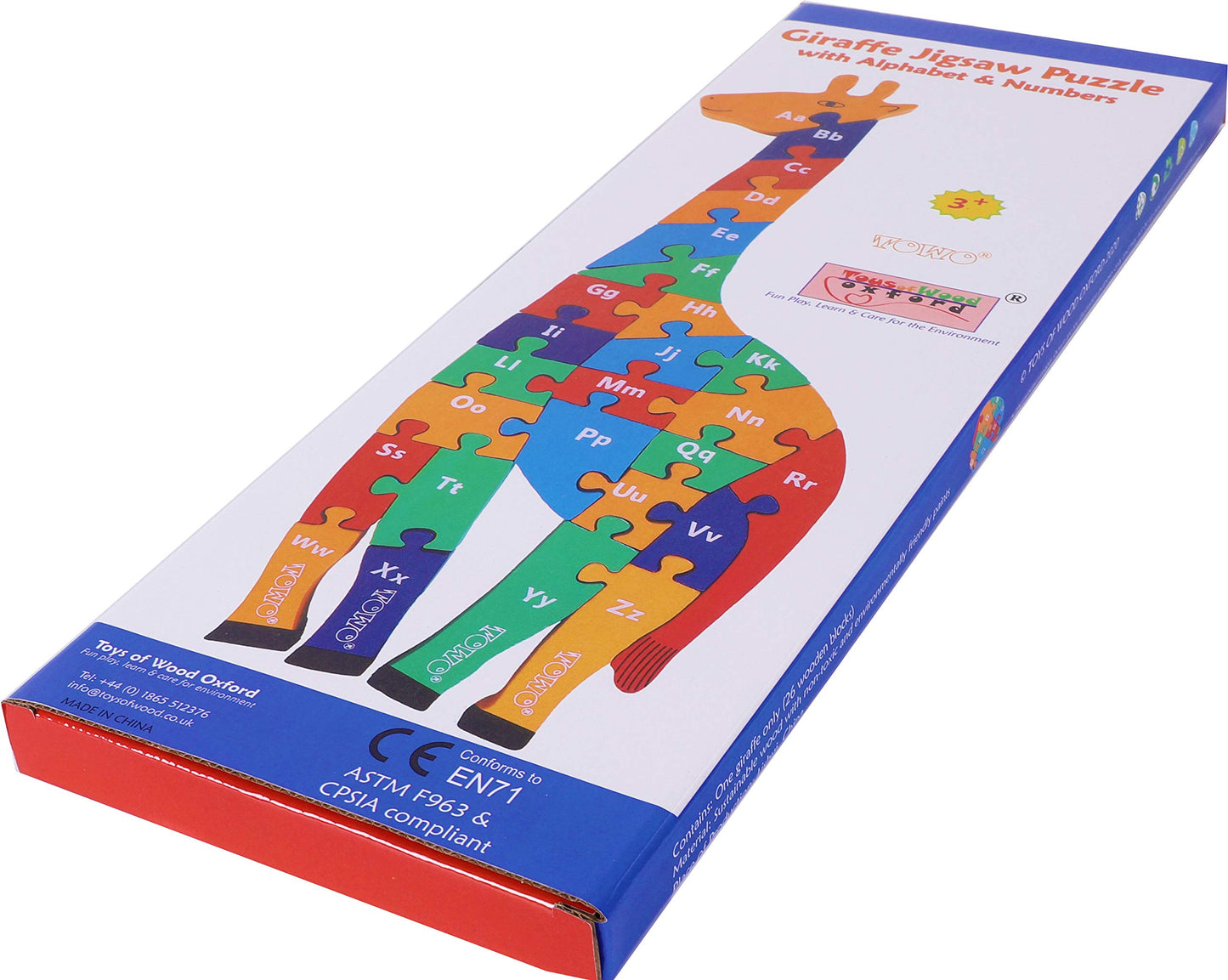 TOWO Wooden Giraffe Alphabet & Number Blocks Jigsaw Puzzle 41 cm Large Size 2 in 1 ABC Number Puzzle - Educational Toys for 3 Year olds