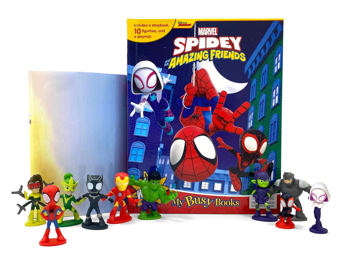Marvel Spidey and his Amazing Friends My Busy Books - Storybook, 10 figurines, playmat