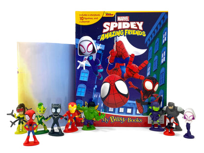 Marvel Spidey and his Amazing Friends My Busy Books - Storybook, 10 figurines, playmat