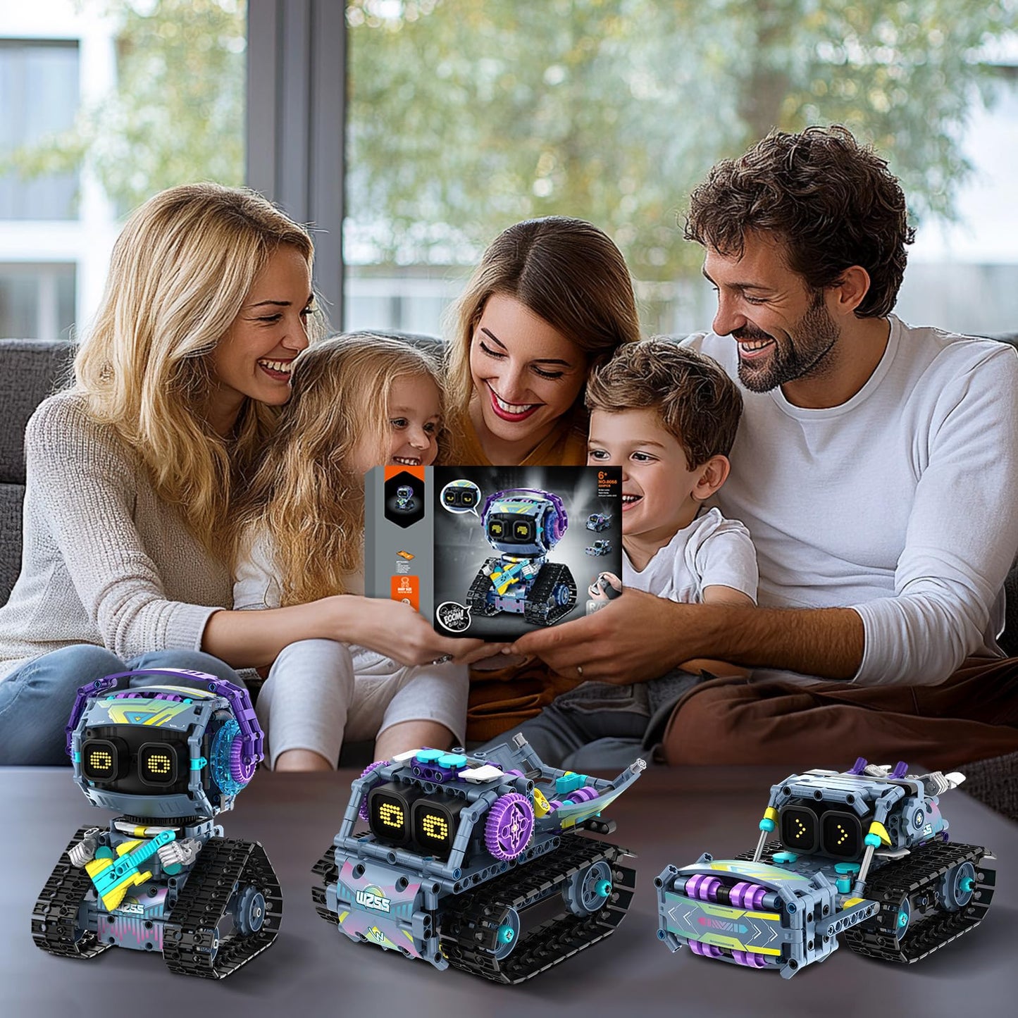 IKIDSUN 3 in 1 Robot Building Kit - App & Remote Controlled Robot with LED Eyes & Sound - STEM Toy for Kids Age 6+
