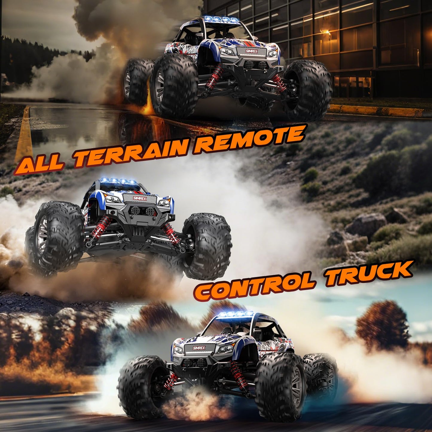 SIMREX 1:16 Scale Hobby RC Car, 36 KPH High-Speed 4WD RC Truck, 2.4 GHz Remote Control Car, 4WD All-Terrain Electric Vehicle, Off-Road Vehicle for Kids And Adults