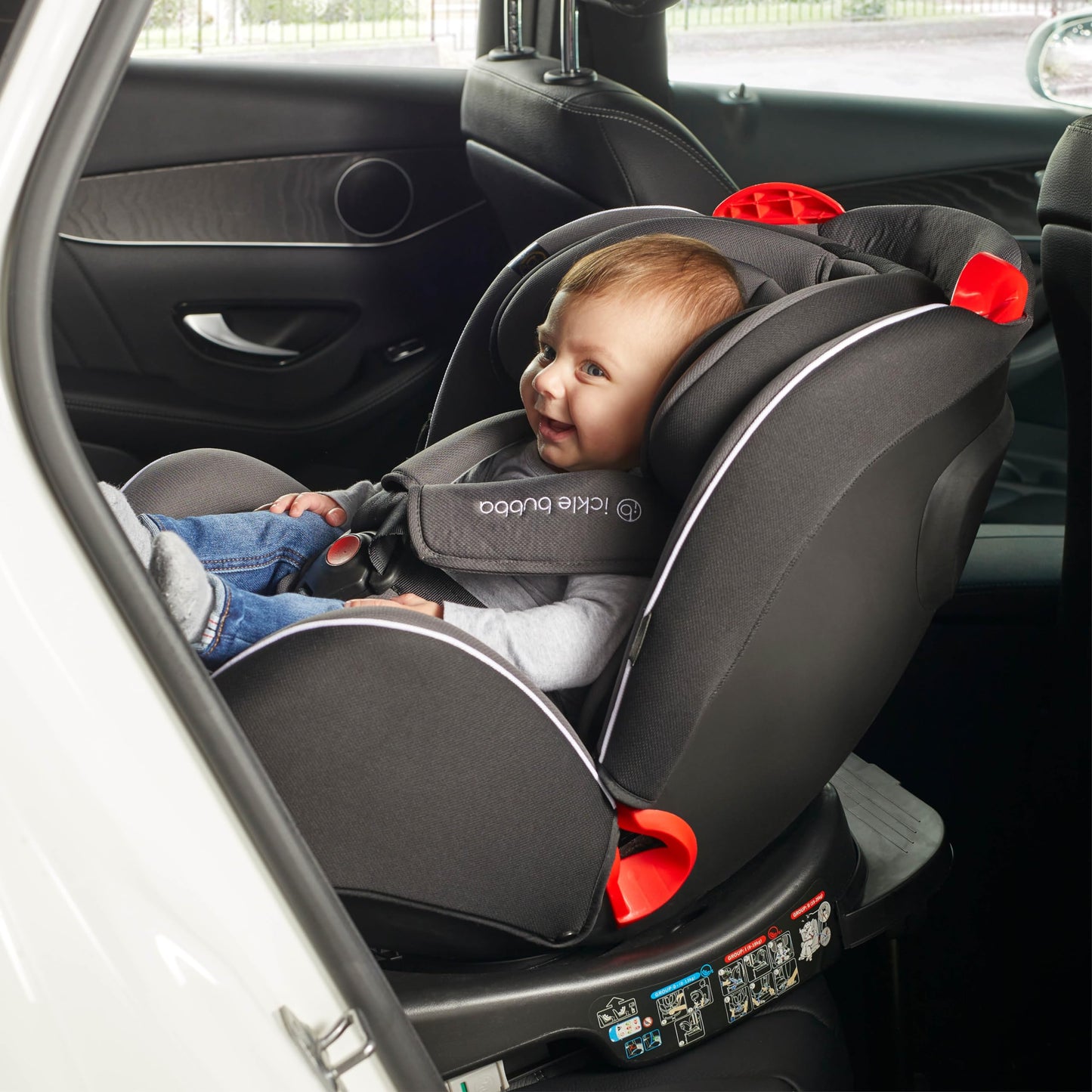 Ickle Bubba Radial Group 0+/1/2 Car Seat, Suitable from Birth to 25kg (Approx. 7 Years), 360 Degree Rotating Design for Easy Access & Integrated ISOFIX Base for Secure Installation - Grey/Black