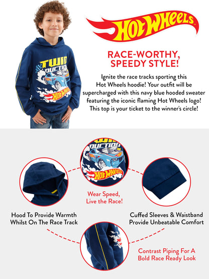 Hot Wheels Hoodie | Race Car Boys Hoodie | Cotton Boys' Hoodies | Blue | 3-4 Years