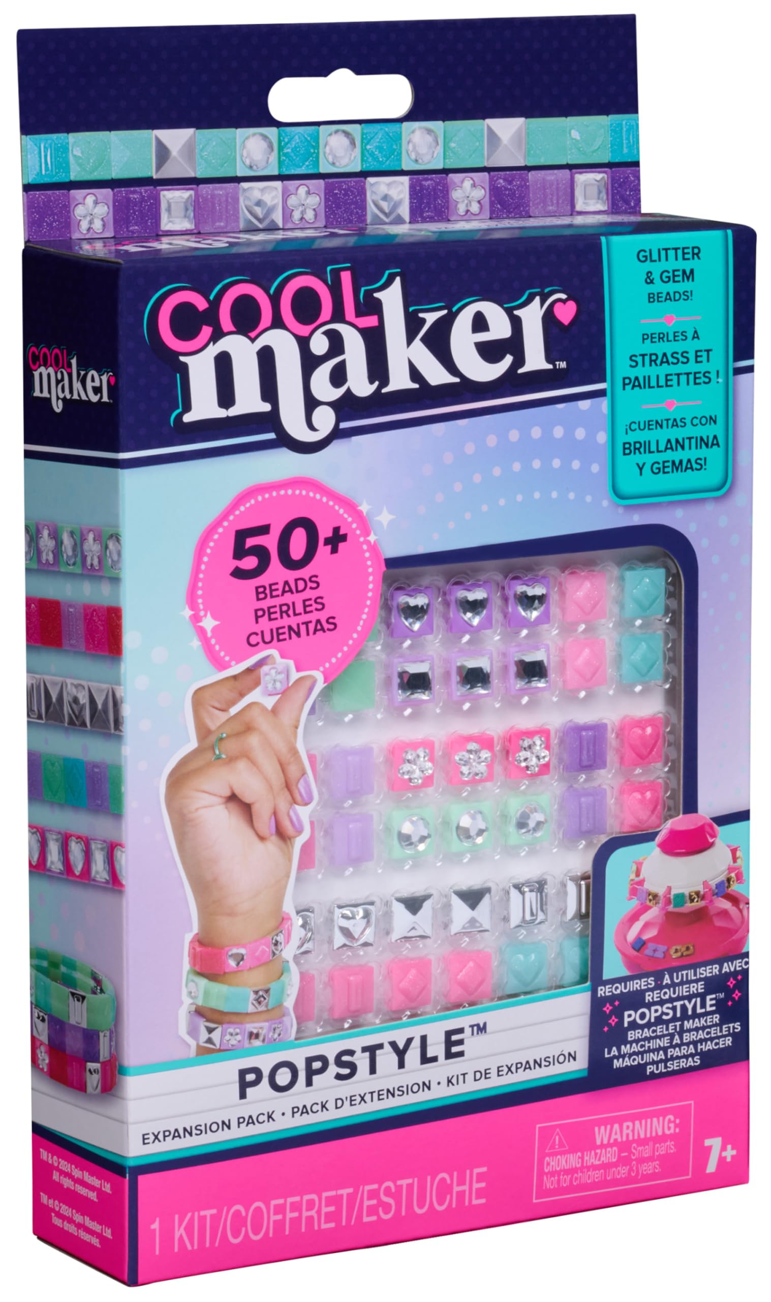 Cool MAKER PopStyle bracelet maker expansion pack with 50+ gem beads for DIY friendship bracelets, kids' arts and crafts toy.