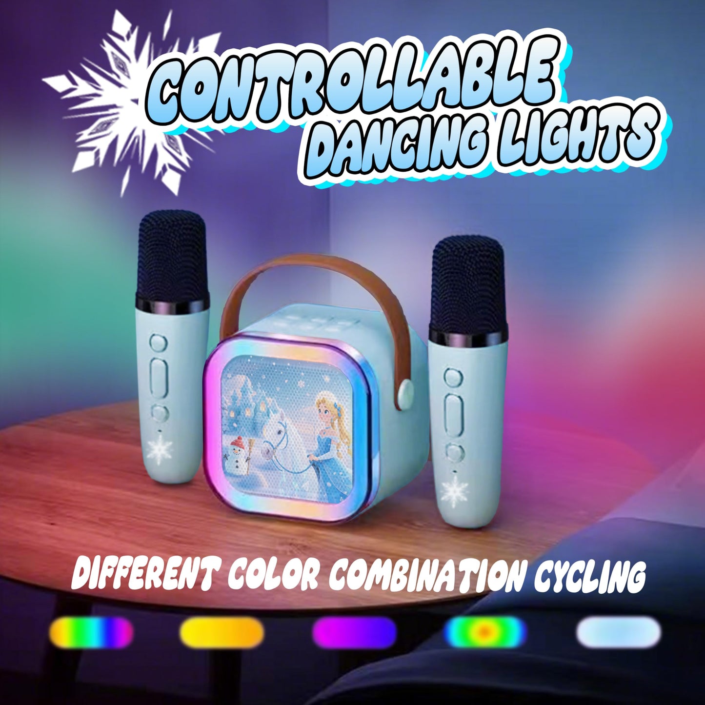 Omiowl girls' birthday gift set with Frozen princess toys, karaoke machine, and two microphones for ages 3 to 8.